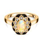 Natürlicher Äthiopischer Opal und Zirkon Ring 925 Silber vergoldet  ca. 0,67 ct image number 0