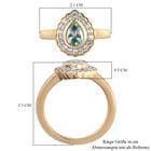 Blauer Zirkon Ring 925 Silber 585 Vergoldet (Größe 20.00) ca. 1,33 ct image number 6