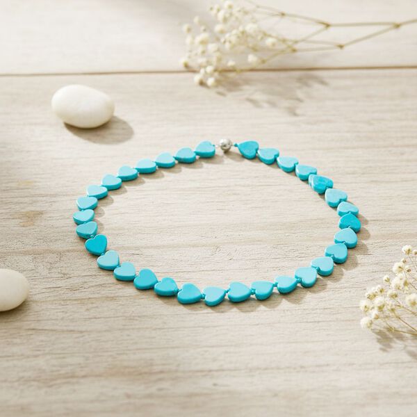 Sleeping Beauty t&uuml;rkisfarbene Herz Muschelkernperle 50cm Halskette image number 1