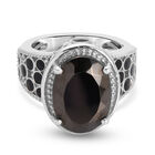 Elite Shungit Ring 925 Silber platiniert (Größe 16.00) ca. 3,63 ct