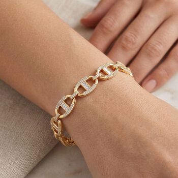 Wei&szlig;es Zirkonia 20cm Armband in vergoldetem Messing