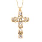Weißer Zirkonia Kreuz Anhänget mit Kette, ca. 50 cm Nickelfreies Messing, Goldfarben