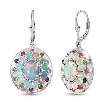 Nat&uuml;rlicher, &auml;thiopischer Welo Opal Ohrringe 925 Silber platiniert ca. 5,87 ct.