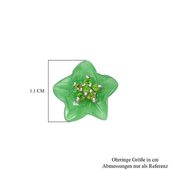 Gr&uuml;ne Jade, Nat&uuml;rlicher Chromdiopsid Ohrringe 925 Silber rhodiniert ca. 5.65 ct image number 5