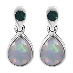 Äthiopische Welo Opal und Kagem sambische Smaragd-Ohrringe - 2,22 ct.