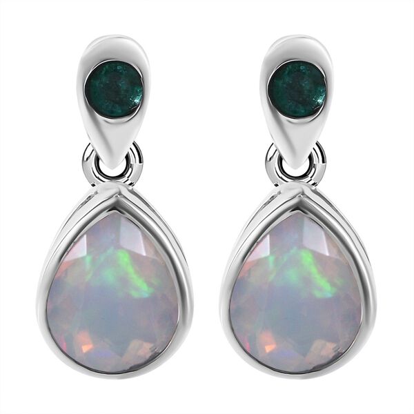 Äthiopische Welo Opal und Kagem sambische Smaragd-Ohrringe - 2,22 ct. image number 0