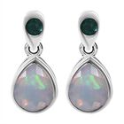 AA Natürlicher, äthiopischer Welo Opal, Kagem Sambischer Smaragd Ohrringe 925 Silber rhodiniert ca. 2,22 ct.
