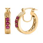 Afrikanischer Rubin (Fissure gefüllt) Ohrringe 925 Silber 750 Gelbgold Vermeil ca. 1.09 ct