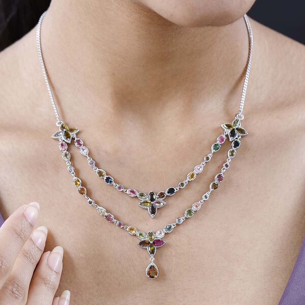 Nat&uuml;rliche, mehrfarbige Turmalin-Halskette, 45cm - 8,87 ct. image number 2