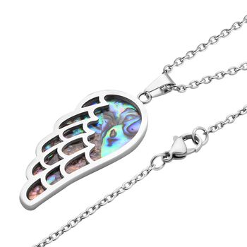 Abalone Muschel Anh&auml;nger mit Kette, Edelstahl emailliert ca. 10.00 ct
