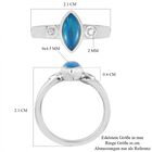 Blau gefärbter äthiopischer Opal und Zirkon Ring 925 Silber Platin-Überzug image number 6