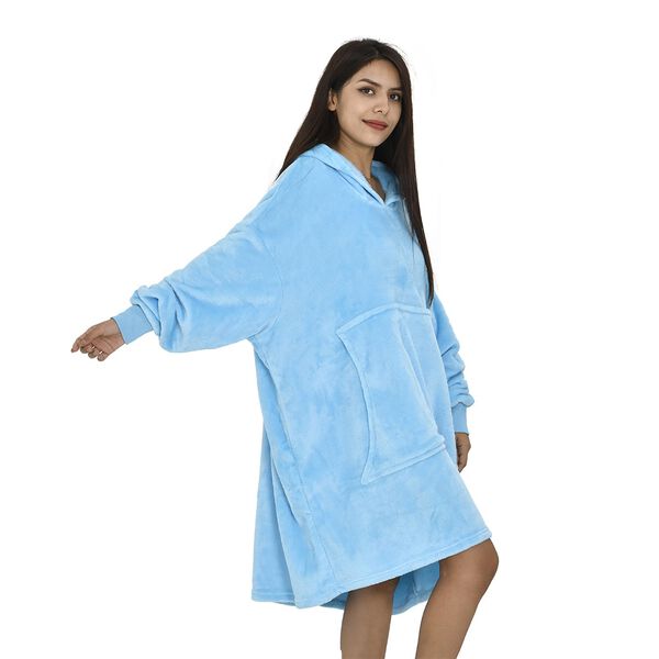 Flauschiger Flanell Hoodie mit großer Tasche, 96x89cm, blau image number 3