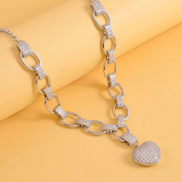 Wei&szlig;e Zirkonia Halskette, ca. 50 cm, Messing ca. 1,50 ct image number 2