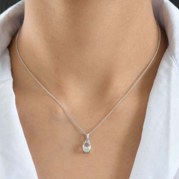 Prasiolith Anhänger 925 Silber rhodiniert ca. 1,20 ct. image number 2