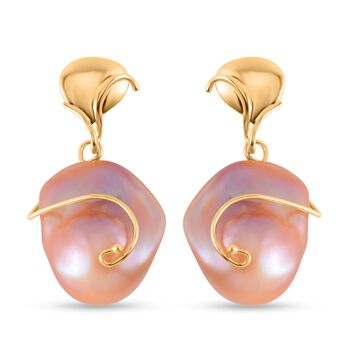 S&uuml;&szlig;wasser Perle Ohrringe 925 Silber Gelbes Gold