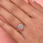 Natürlicher Äthiopischer Opal und Afrikanischer Rubin (Fissure gefüllt) Ring 925 Silber vergoldet image number 2