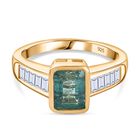 Gemfields Smaragd, Moissanit Ring, 925 Silber Gelbgold Vermeil, (Größe 20.00) ca. 2.05 ct