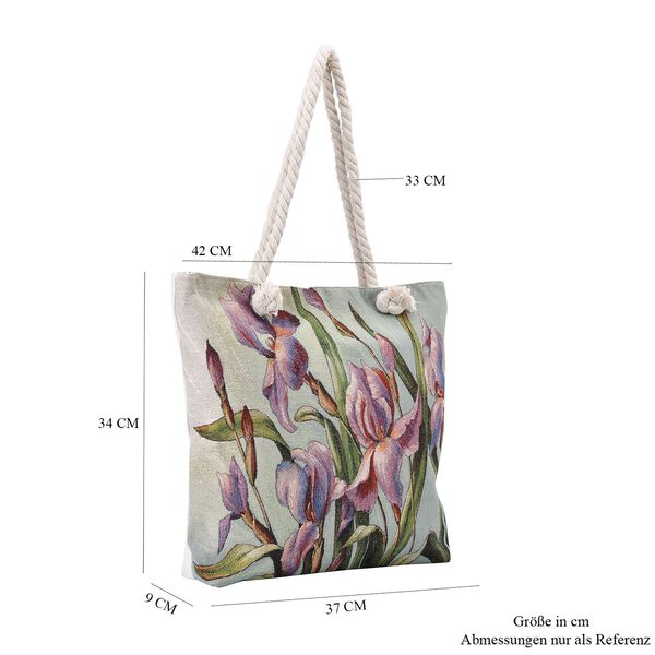 Jacquard gewebte Jute-Tasche, mit Lilie Design, 42x34 cm image number 7