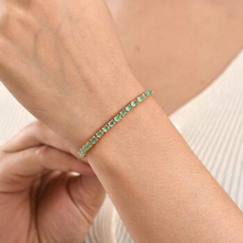 D'Joy AAA Kagem Sambischer Smaragd Armband ca. 19 cm 925 Silber 750 Gelbgold vermeil ca. 7,13 ct.