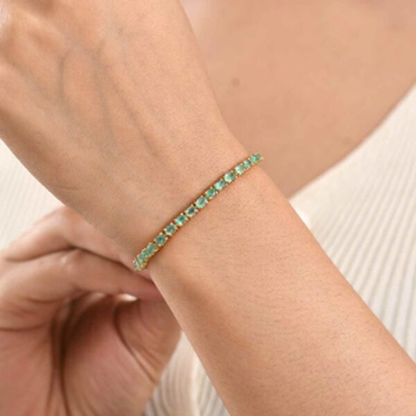 D'Joy AAA Kagem Sambischer Smaragd Armband ca. 19 cm 925 Silber 750 Gelbgold vermeil ca. 7,13 ct. image number 2