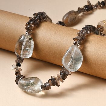 Lodlith, Rauchquarz Halskette ca. 60 cm 316L Edelstahl ca. 145.00 ct