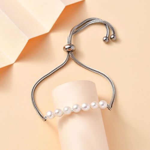 Weißes Süßwasserperlen-Armband in 925 Silber, 19cm - 4,35 ct. image number 1
