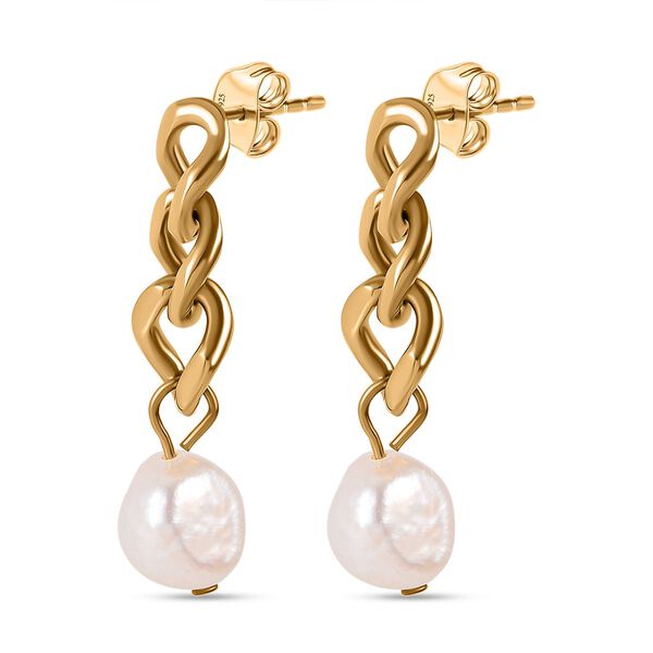 Süßwasser Perle Ohrringe Reiner Edelstahl, goldfarben image number 4