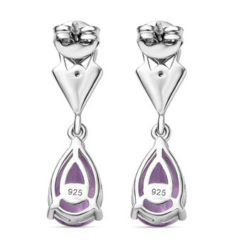 Zeitlose Art Kollektion - AA Rose De France Amethyst, Wei&szlig;er Zirkon Ohrringe 925 Silber platiniert ca. 2.39 ct