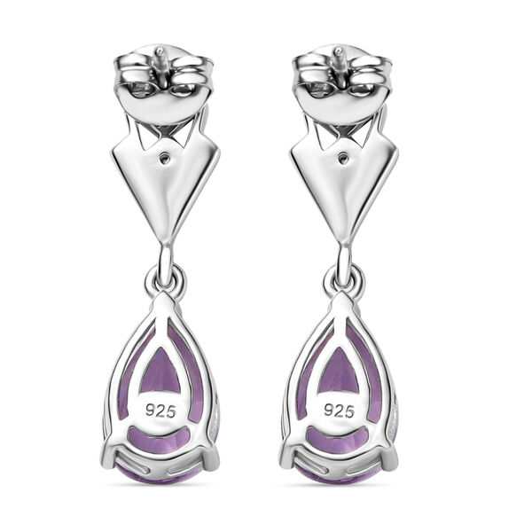 Zeitlose Art Kollektion - AA Rose De France Amethyst, Wei&szlig;er Zirkon Ohrringe 925 Silber platiniert ca. 2.39 ct image number 4