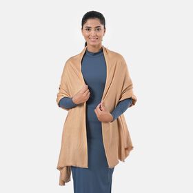 Reiner Viskose-Schal mit Fransen, 70x195cm, Beige