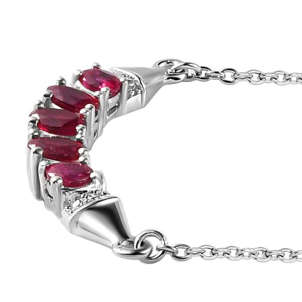 Afrikanische Rubin Halskette, (Fissure gef&uuml;llt), ca. 45 cm, 925 Silber platiniert ca. 1,62 ct image number 4