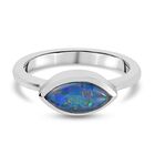 Boulder Opal Triplett Solitär Ring 925 Silber Platin-Überzug image number 0