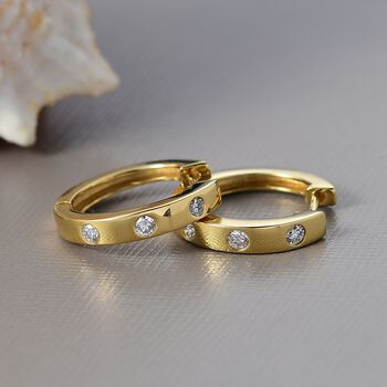 LUXURIANT SI Labor Diamant Creolen, 925 Silber Gelbgold Vermeil - 0,33 ct.