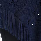 TAMSY- Strick-Poncho mit Perlen, Blau image number 4