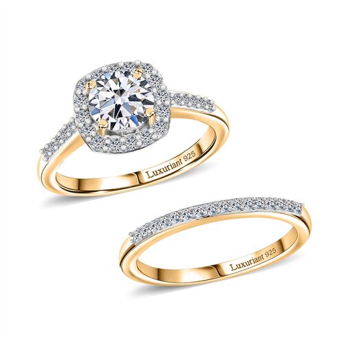 LUXURIANT DIAMOND - Lab Grown Diamant SI Schmuckset 925 Silber 750 Gelbgold Vermeil (Größe 18) ca. 1.50 ct image number 3