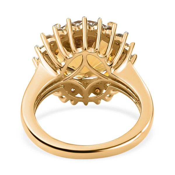 Hanabi Schliff - Citrin und wei&szlig;er Zirkon-Ring, 925 Silber Gelbgold Vermeil  ca. 7,72 ct image number 6