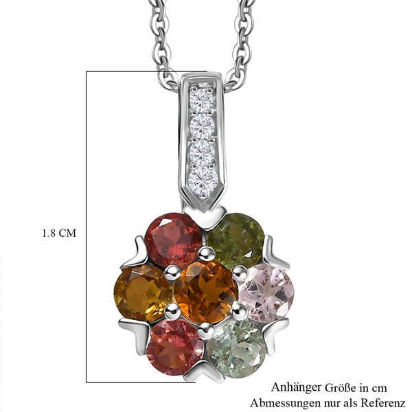D joy Mehrfarbiger-Turmalin Anhänger mit Kette, 925 Silber platiniert ca. 1.49 ct image number 6