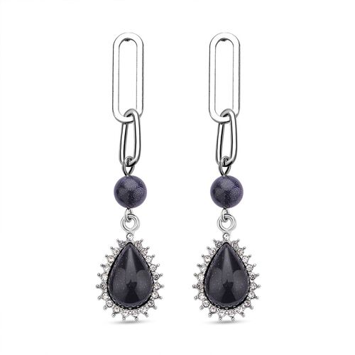 Blaue Sandstein Ohrringe, silberfarben ca. 18.00 ct image number 0