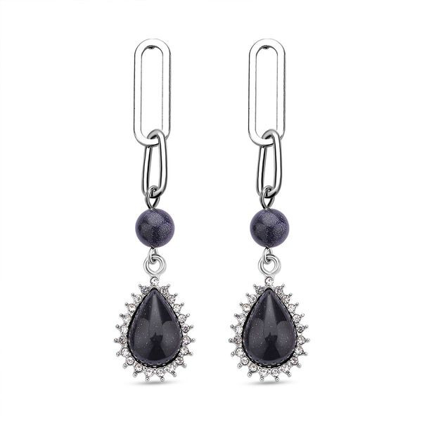 Blaue Sandstein Ohrringe, silberfarben ca. 18.00 ct image number 0