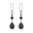 Blaue Sandstein Ohrringe, silberfarben ca. 18.00 ct