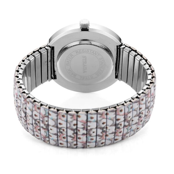 STRADA - Armbanduhr mit Katzenmotiv, Kristall-Lünette, Japanisches Uhrwerk, Edelstahlzugband, Reiner Edelstahl image number 6