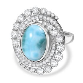 D'Joy Larimar, Weißer Zirkon Ring 925 Silber rhodiniert (Größe 18.00) ca. 10,21 ct