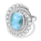 D'Joy Larimar, Weißer Zirkon Ring 925 Silber rhodiniert (Größe 18.00) ca. 10,21 ct