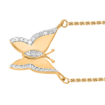 Diamant Halskette, 50cm, 925 Silber Gelbgold Vermeil - 0,15 ct.