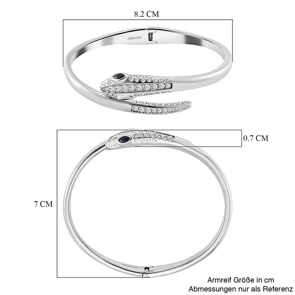 Schlangen Armreif, Wei&szlig;er Zirkonia, ca. 19 cm Reiner Edelstahl image number 5