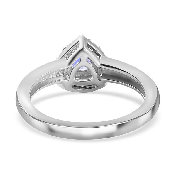 AA Tansanit und Zirkon Ring 925 Silber Platin-&Uuml;berzug image number 5