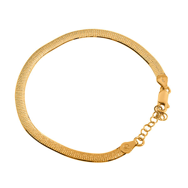 Italienisches Herringbone Armband, ca. 18-21 cm, 925 Silber vergoldet, ca. 4,35g image number 0