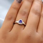 AA Tansanit und Zirkon Ring 925 Silber Platin-Überzug image number 2