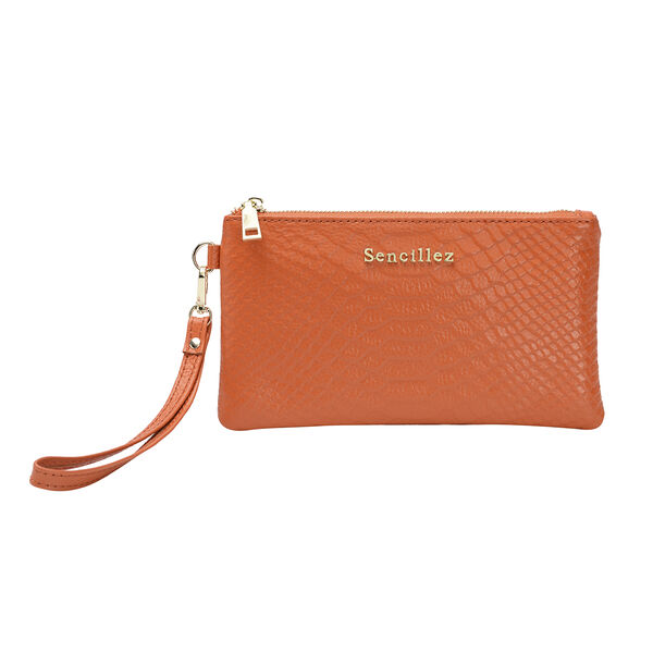 SENCILLEZ - 100% Leder Clutch, Orange image number 0