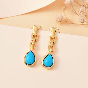 AA Amerikanische Nat&uuml;rliche Sleeping Beauty T&uuml;rkis Ohrringe 925 Silber 750 Gelbgold Vermeil ca. 1.44 ct